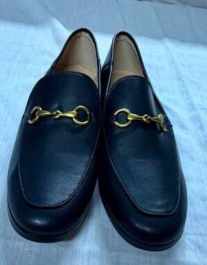 Vertundy Black Leather Horsebit Loafers